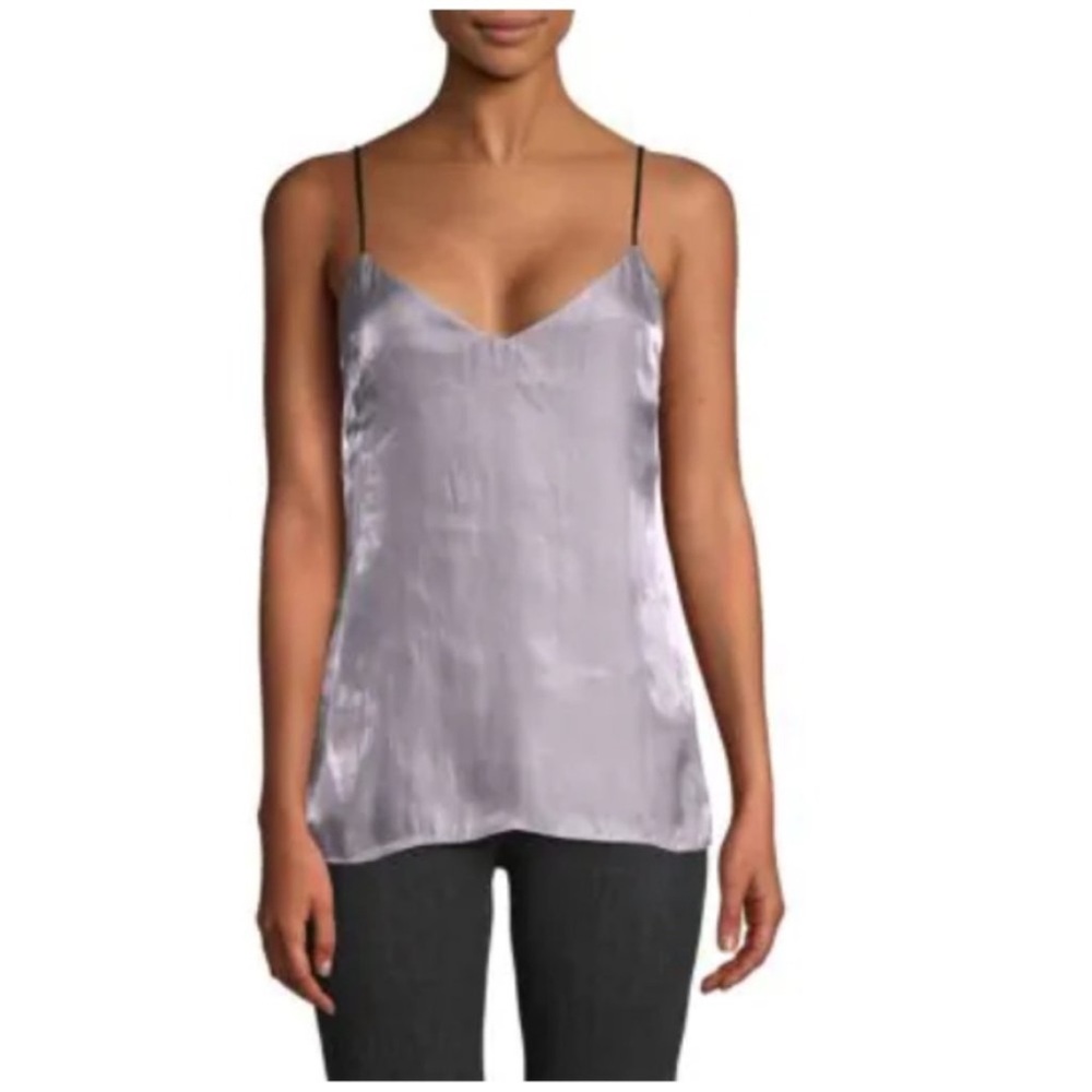 Rag & Bone Astrid Silk Cami In Shimmery Silver